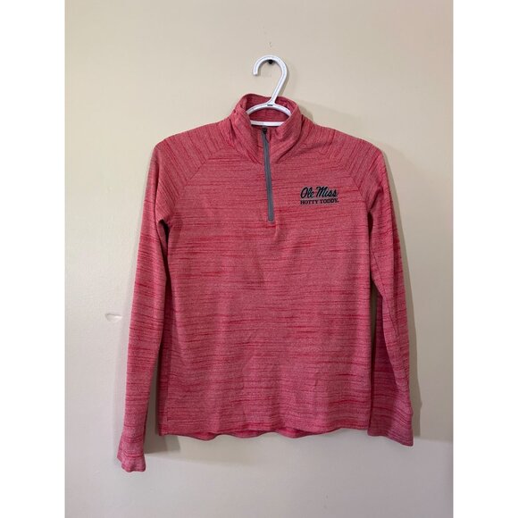Under Armour Boys Large Loose HeatGear Quarter Zip Red Old Miss Pullover - Picture 1 of 5